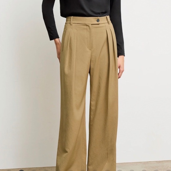 MM Lafleur Pants - MM Lafleur Pleated Wide-Leg Trousers in Camel
